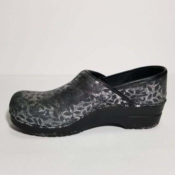 Sanita Metallic Floral Printed Slip On Clogs - Picture 3 of 7